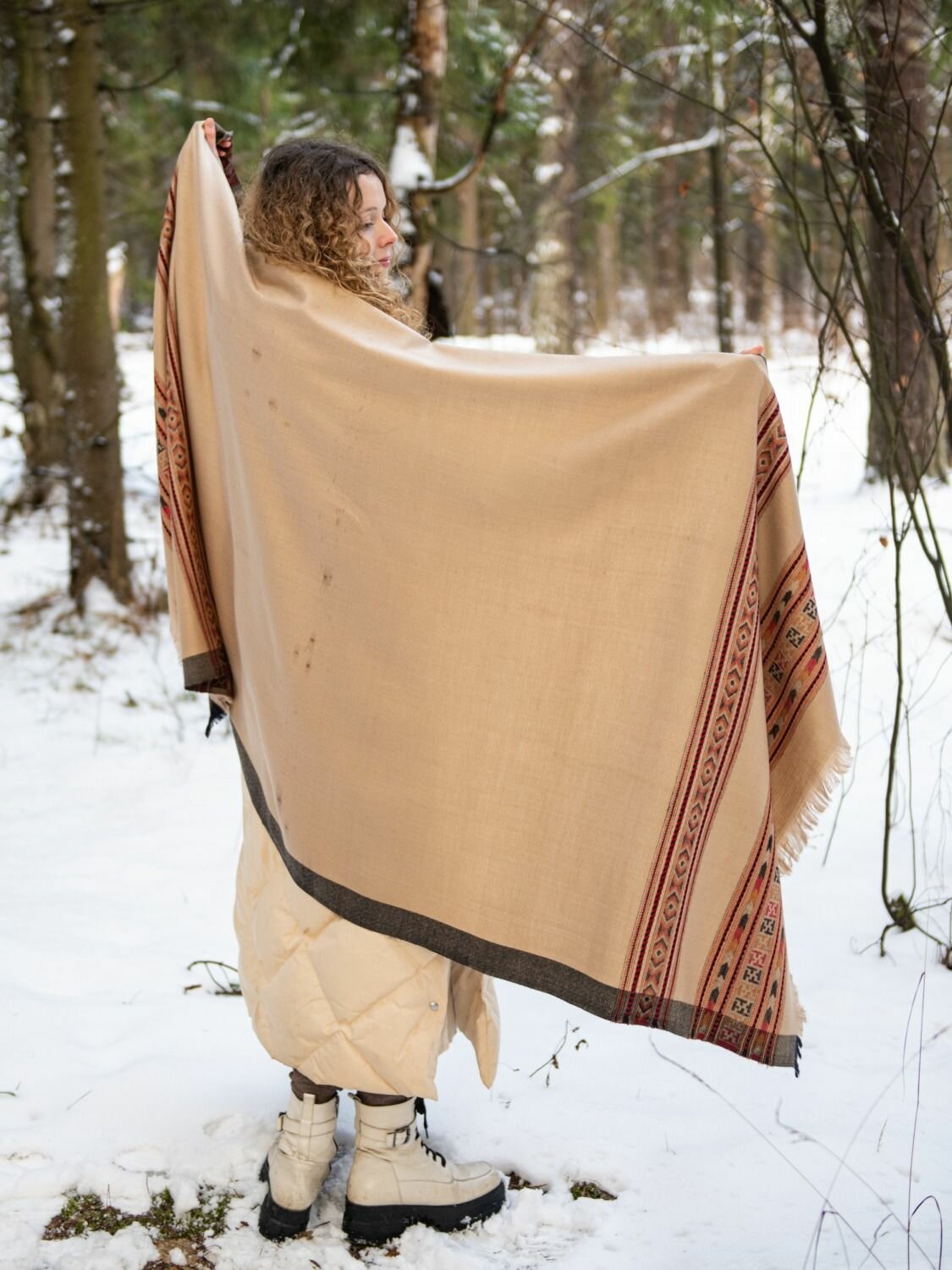 Шаль Ариаварта Базовая коллекция для женщин,210х98 см, песочный — фото 1