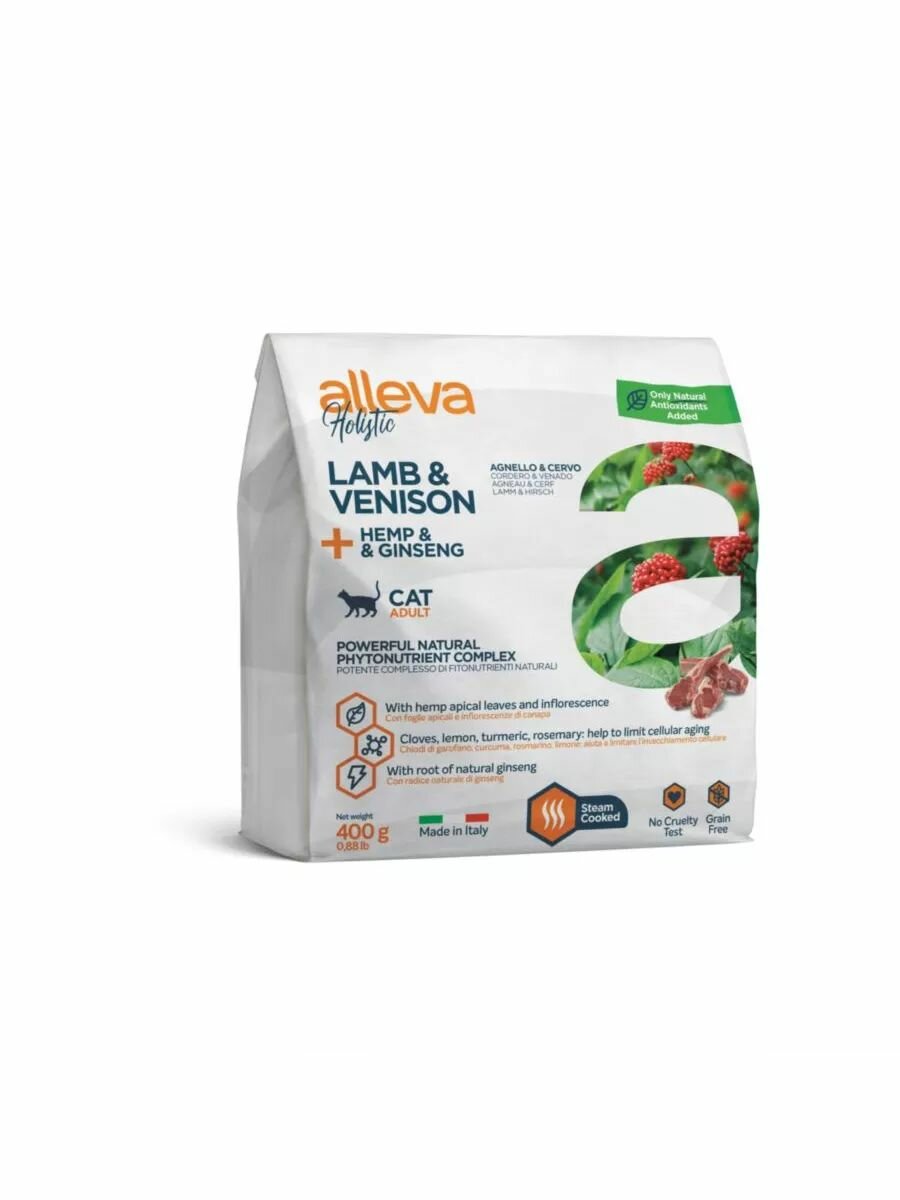 Alleva Holistic Cat Adult Lamb & Venison сухой корм для взрослых кошек с ягненком и олениной - 400 г