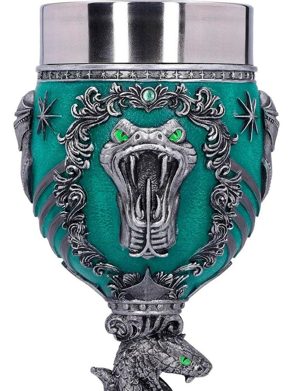 Кубок для вина с Змеей "Слизерин", на ножке, зеленый/серебристый, 200 мл — фото 1