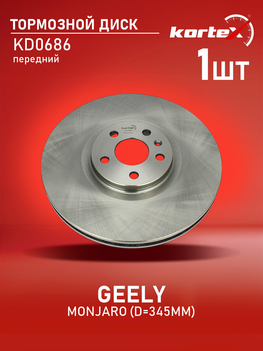 Диск тормозной Kortex для GEELY MONJARO передний (d=345mm), ОЕМ 4048087000
