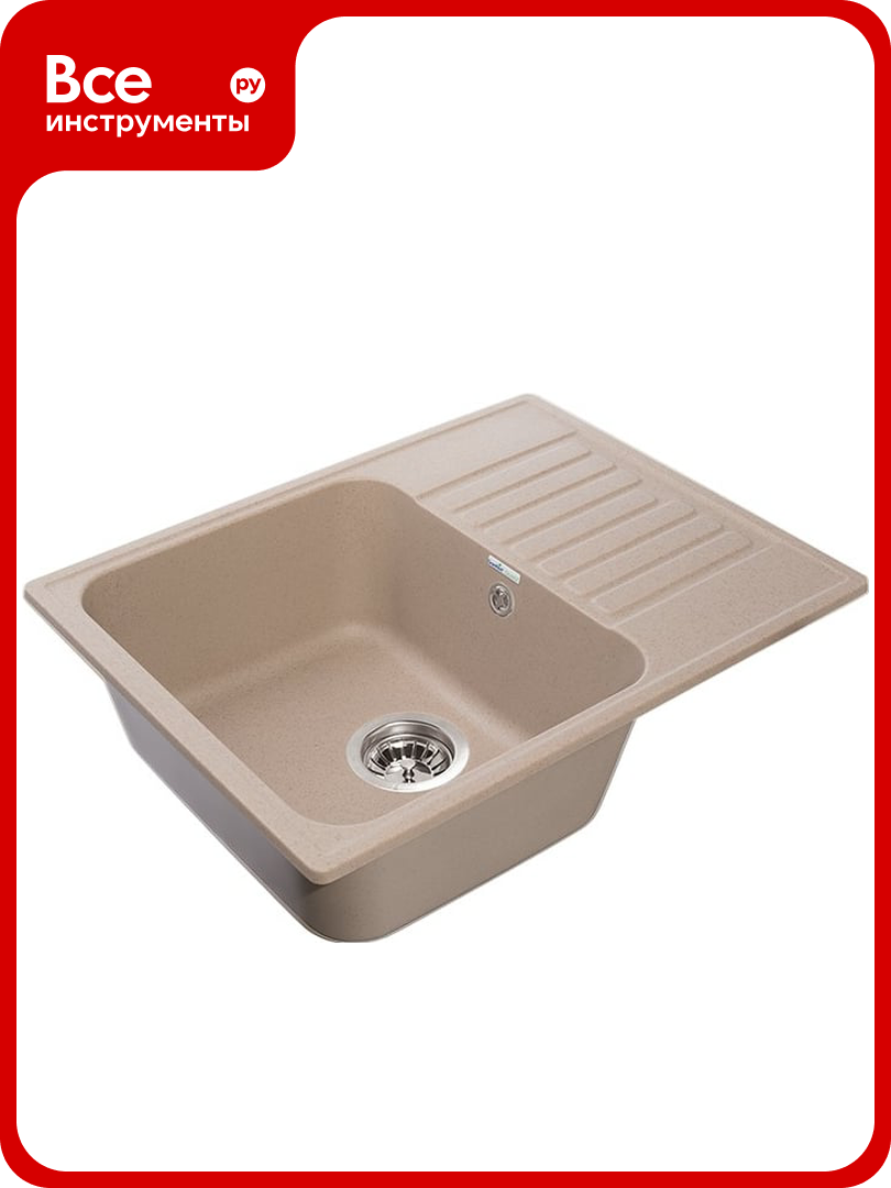 Мойка GRANFEST QUARZ GF-Z 13 чаша с крылом 620х480 мм песок 444899