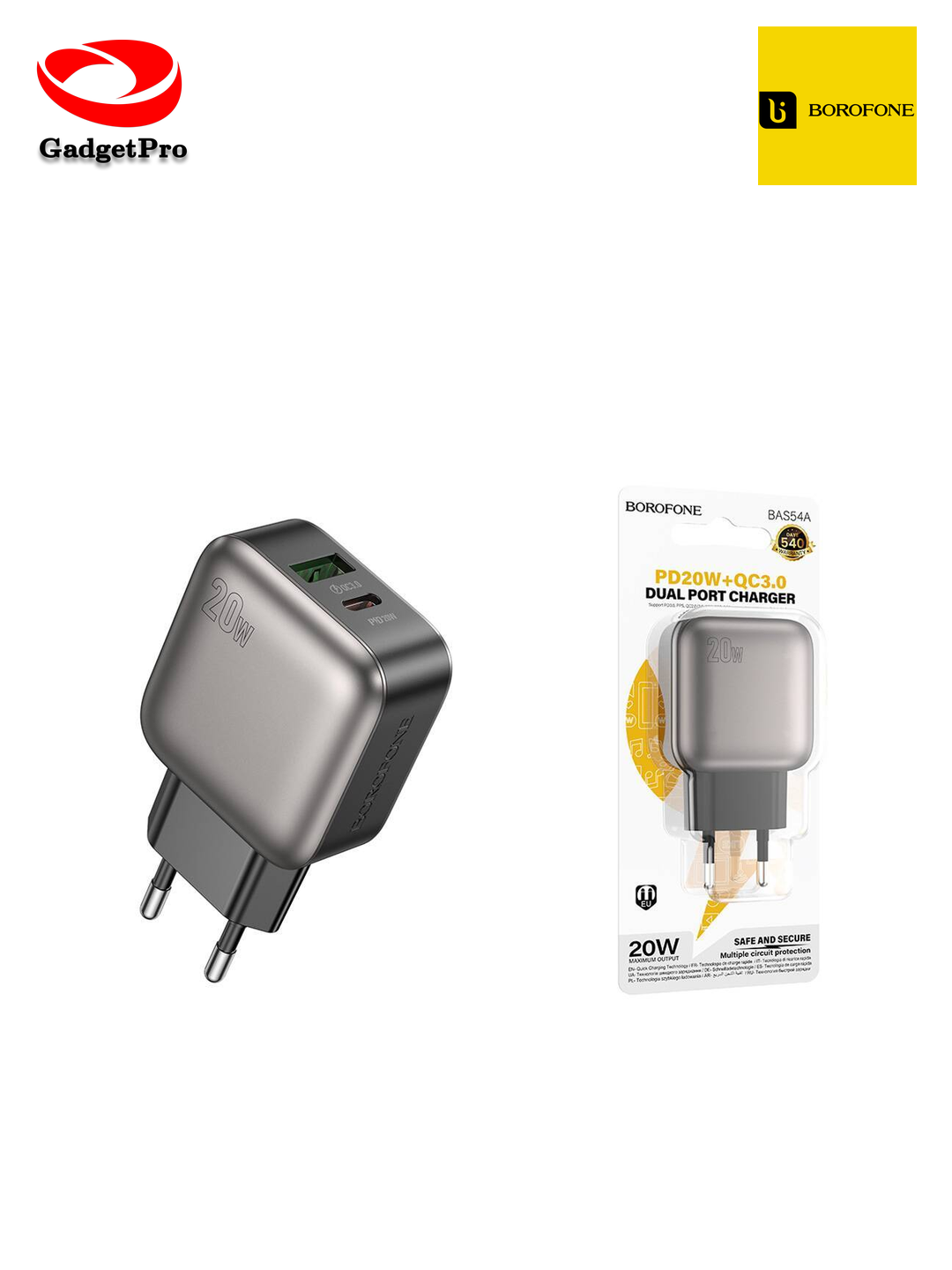 Сетевое зарядное устройство Borofone BAS54A 20W: быстрая зарядка, компактный дизайн