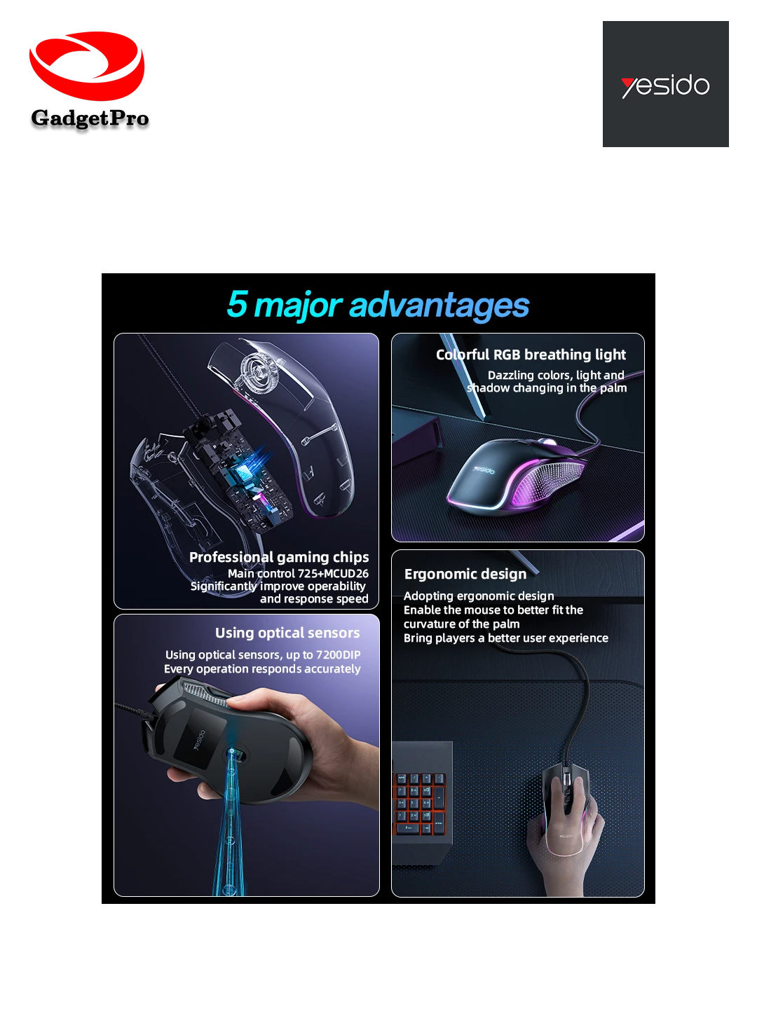 Беспроводная мышь Yesido KB20: эргономичный дизайн, оптический сенсор, для дома и офиса