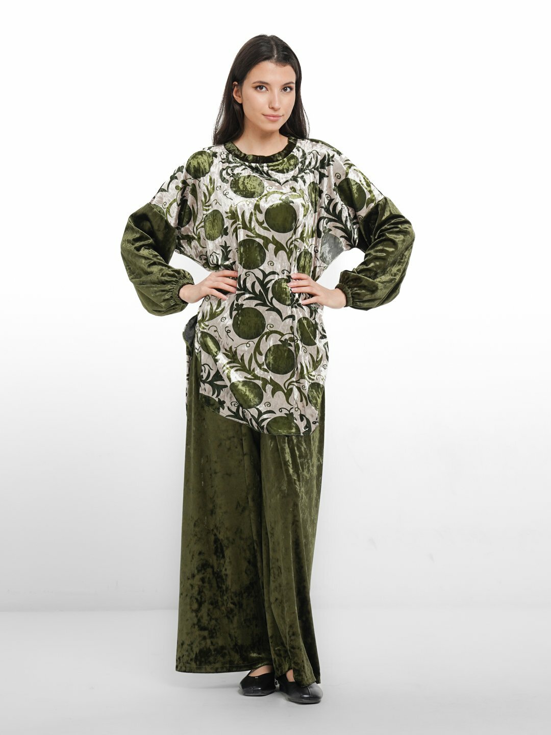 Комплект для кормящих мам Женская домашняя одежда, велюровый материал, зимний вариант, размер 46-54