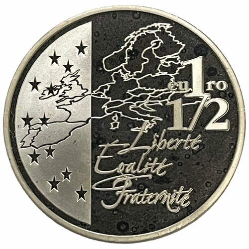 Франция 1 1/2 евро 2003 г. (Сеятель, Карта Европы) (Proof) клуб нумизмат монета 1 2 евро франции 2003 года серебро олимпиада 2004