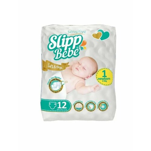 SLIPP BEBE Детские подгузники Soft&Dry Newborn, 2-5 кг, 12 штук набор подгузников и трусиков для новорожденных forbaby