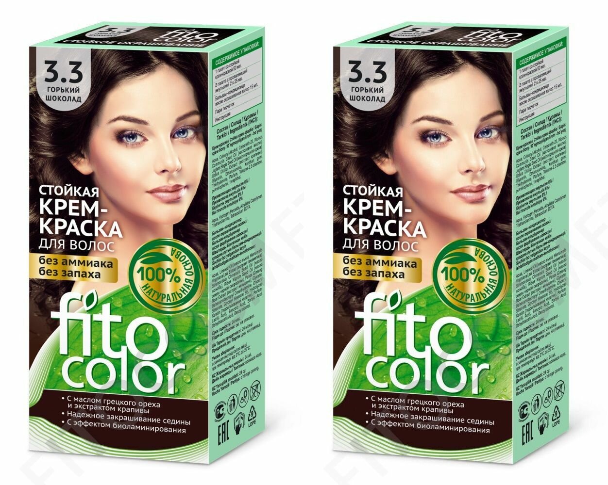 Fito Color Крем-краска для волос, без аммиака, 3.3 Горький шоколад, 115 мл, 2 шт