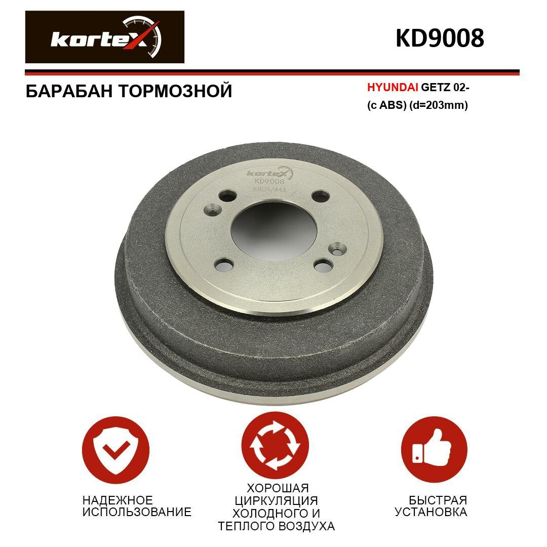 Тормозной барабан Kortex для Hyundai Getz 02- (с ABS) OEM 584111C300 DB4401 KD9008