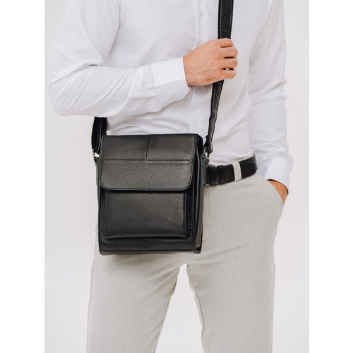 фото Сумка барсетка faustini 7433-black, фактура гладкая, черный