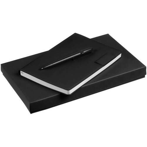Набор Tact, черный, 29,7х18х3,5 см, искусственная кожа; металл; переплетный картон; пластик; покрытие софт-тач