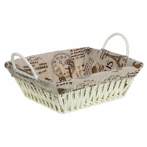 Корзинка для хранения с тканью, 22х22х8 см всёгазин