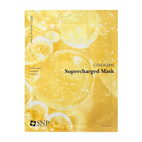 Тканевая маска для упругости кожи лица с коллагеном SNP Collagen Supercharged Mask snp coconut water supercharged mask