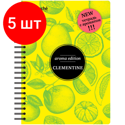 Комплект 5 штук, Бизнес-тетрадь ароматизир.100л, кл, А5, клементин, спир, тонир. блок 84906 комплект 3 штук бизнес тетрадь ароматизир 100л кл а5 тутти фрутти спир тонир блок 84904