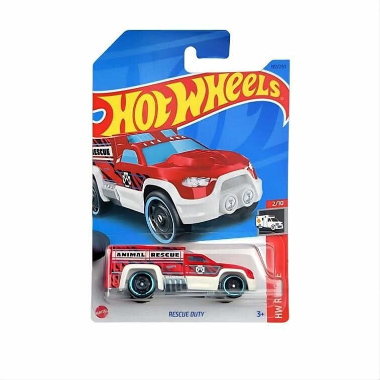 HKK70 Машинка игрушка Hot Wheels металлическая коллекционная Rescue Duty красный; белый