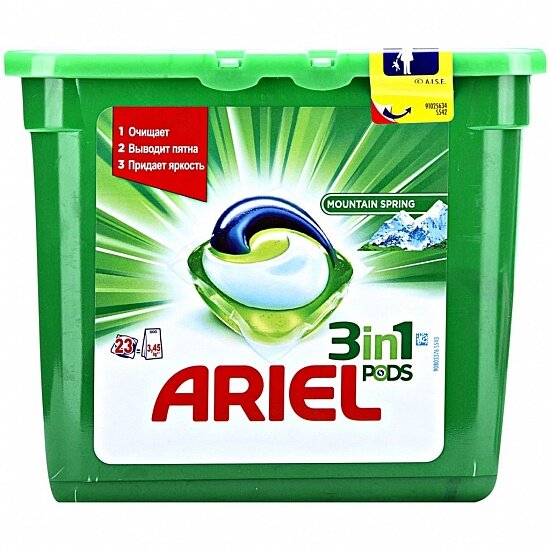 Гель-капсулы для стирки Ariel Горный родник, 28.8г x 23шт