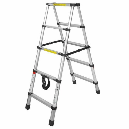 Лестница-стремянка телескопическая алюминиевая двухсекционная 1414м55ступенек max нагрузка 150кг вес 67кг 9489₽