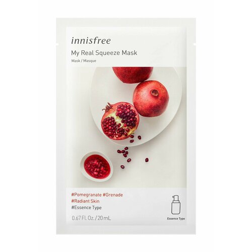 Тканевая маска для лица с гранатом Innisfree My Real Squeeze Mask Pomegranate