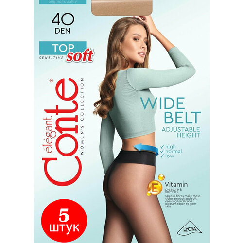 фото Колготки conte top soft, 40 den, 5 шт., размер 2, коричневый