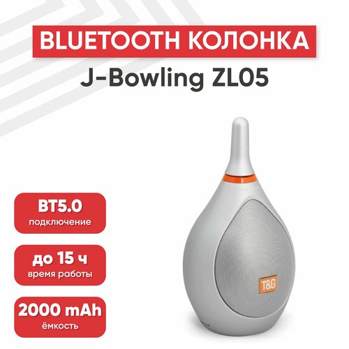 Портативная колонка J-Bowling ZL05 2000мАч динамик 5Вт BT 42 AUX MicroSD USB серебристая 107600₽