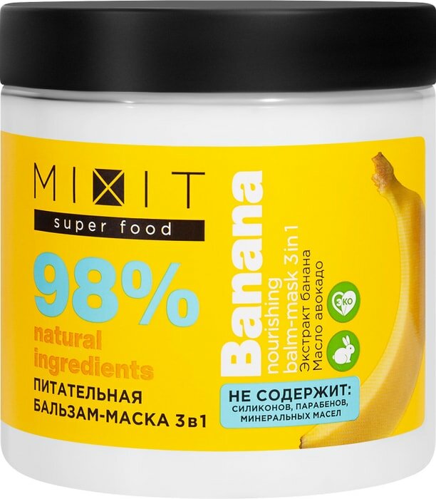 Бальзам-маска MiXiT Super food Питательная 3в1 банан 500мл