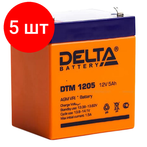 Комплект 5 штук, Батарея для ИБП Delta DTM 1205 (12V/5Ah)_D_K батарея ippon ip6 4 5 6v 4 5ah