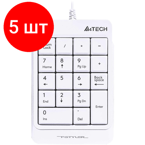 Комплект 5 штук Клавиатура A4Tech Fstyler FK13P цифровой блок USB slim дноут FK13P WHITE 552300₽