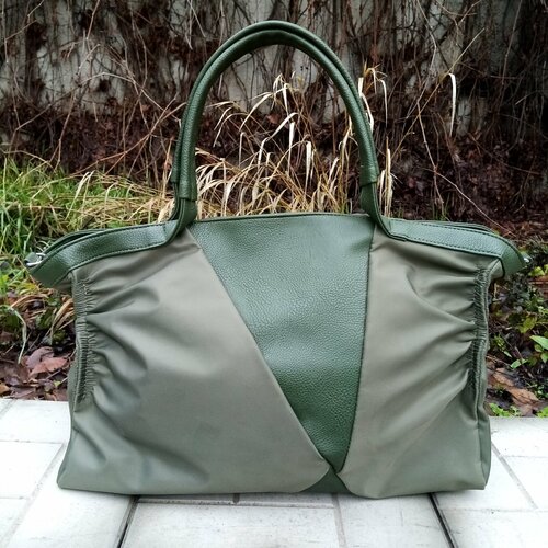 Сумка шоппер , фактура гладкая, хаки