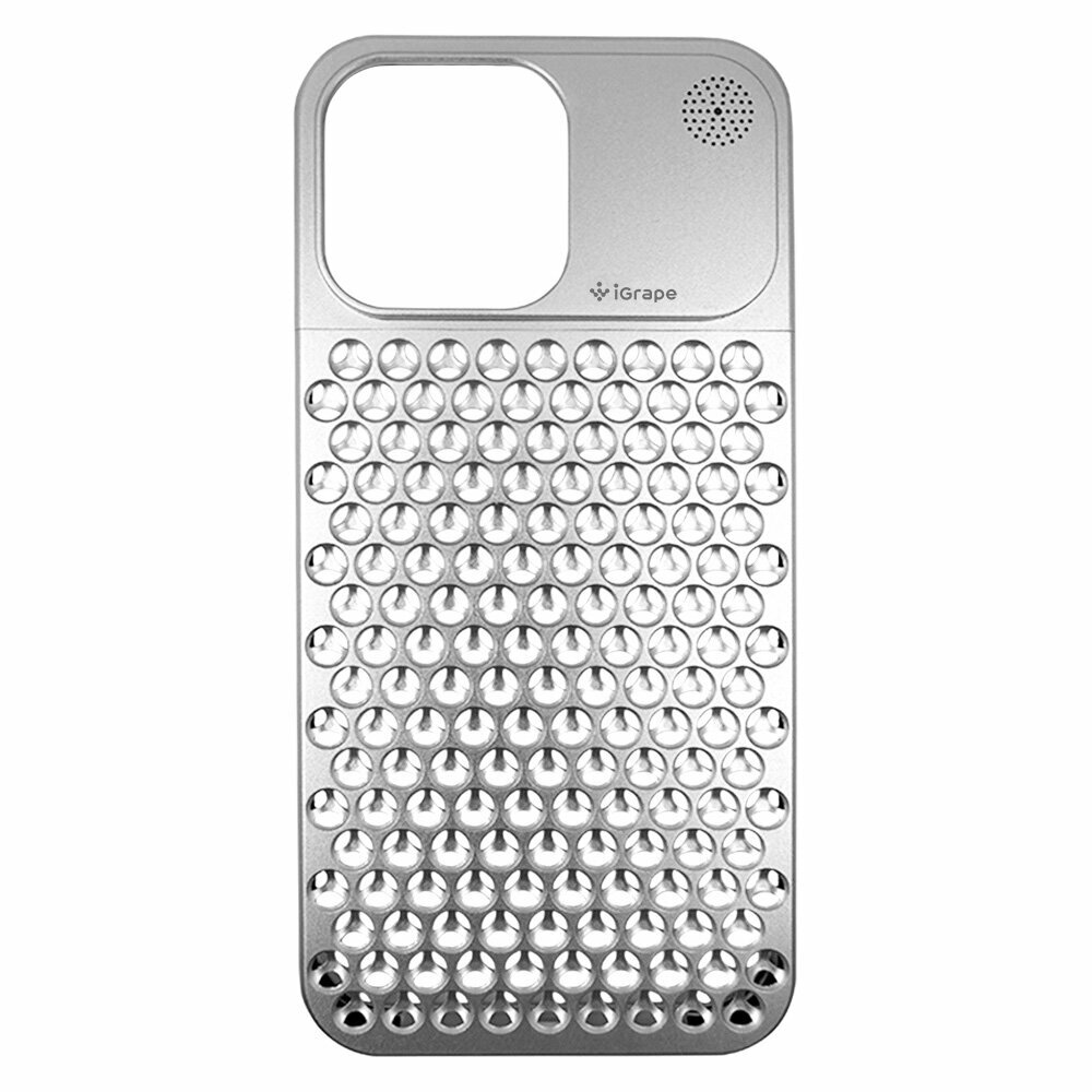 Металлический чехол из алюминия для iPhone 15 Pro Max, iGrape (Серебристый)
