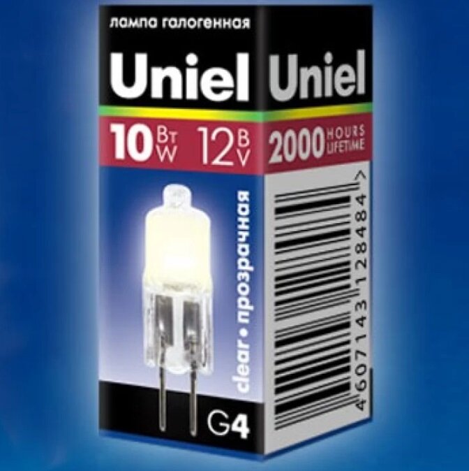 Лампа галогенная Uniel(Набор 20шт.) 00480, G4, JC12, 10 Вт