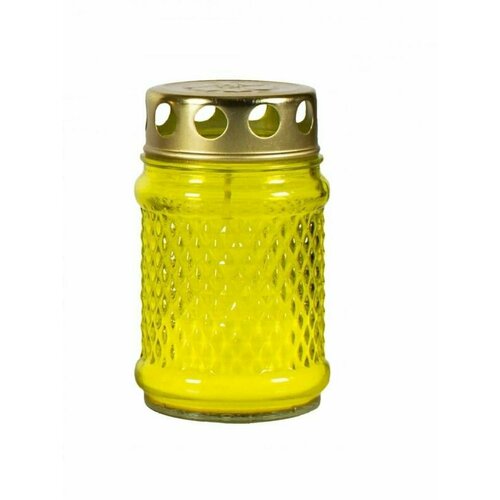 Лампада стеклянная заливная (литая свеча) с крышкой h-11 см D-100 желтая лампада стеклянная настольная лилия синия отделка золотом