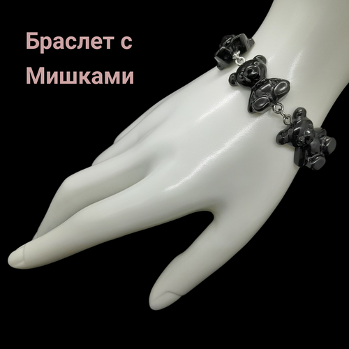 фото Браслет, эпоксидная смола, 1 шт., размер one size, черный смз долганова м.ю.