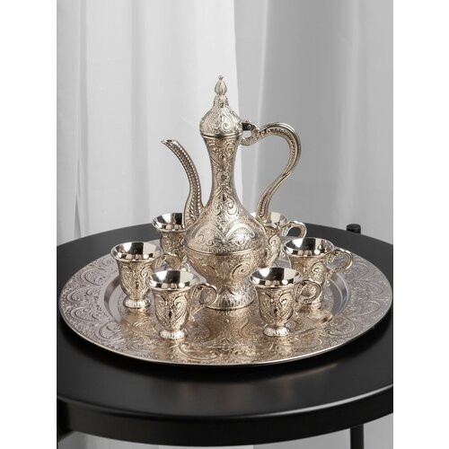 Сервиз чайный подарочный с чайником серебро на 6 персон