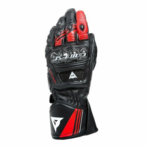 Мотоперчатки мужские кожаные длинные Dainese DRUID 4 LEATHER GLOVES Black/Lava-Red/White, S