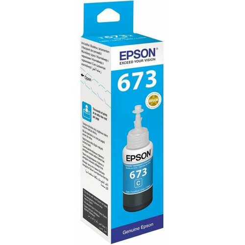 Чернила Epson 673 C13T673298 (аналог C13T67324A), для Epson, 70мл, голубой картридж струйный epson t673с c13t673298 c13t67324a голубой 1900стр 70мл для epson l800 l801 l810 l850