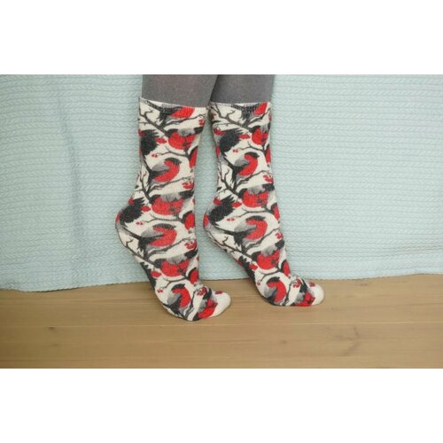 фото Носки шерстянки, размер 35/38, белый, красный, черный