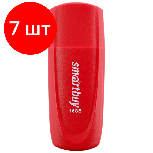 Комплект 7 шт, Память Smart Buy Scout 16GB, USB 2.0 Flash Drive, красный