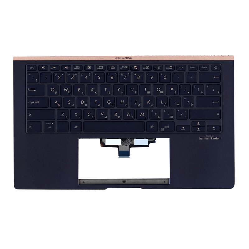 Клавиатура (топ-панель) для ноутбука Asus ZenBook 14 UX434 черная с черным топкейсом