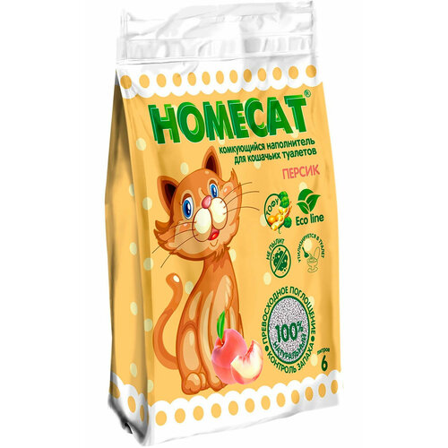 HOMECAT эколайн персик наполнитель комкующийся для туалета кошек (6 л х 4 шт) homecat эколайн персик наполнитель комкующийся для туалета кошек 6 6 л