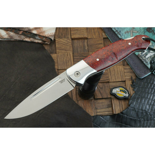 фото Седов а. а. складной нож ворон, сталь 95х18, рукоять красный акрил ножи седова а.а.