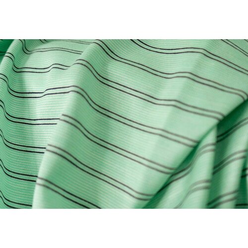Ткань Трикотаж зеленый в полосочку Италия. Ткань для шитья ткань джерси фактурный серый в полосочку ткань для шитья