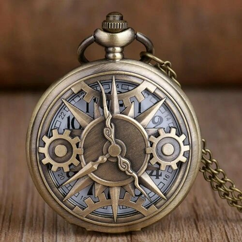 Карманные часы, коричневый модные армейские кварцевые карманные часы в стиле ретро стимпанк ожерелье подвеска цепочка часы карманные часы