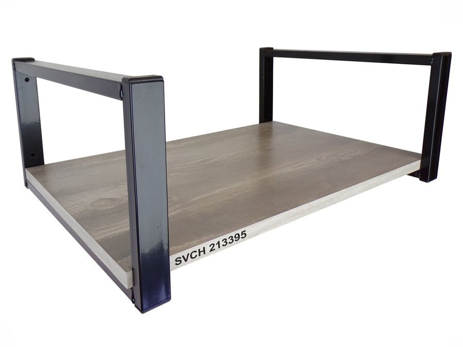 фото Полка для микроволновки GARROSS "SIBERIA 213398", одна полка 35х54 см, высота 21 см, каркас чёрный, цвет полки сосна выбеленная