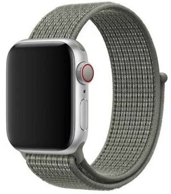 Ремешок на смарт часы Apple Watch (Эпл Вотч) 42/44/45/49 мм Цвет серый, нейлоновый