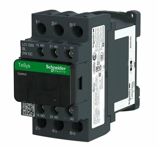 Контактор Schneider Electric LC1D25BL TeSys D 3п 25А 1НО+1Н3 катушка постоянного тока 24 В