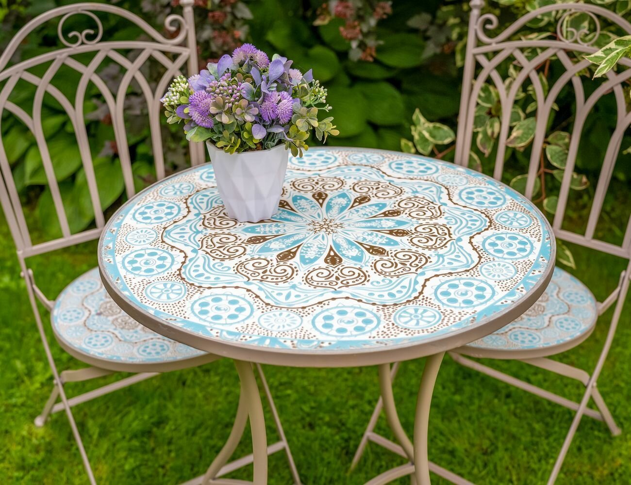 Садовая мебель с мозаикой TURKISH ROMANCE (стол и 2 стула), металл, керамика, Kaemingk 806218/806220-набор