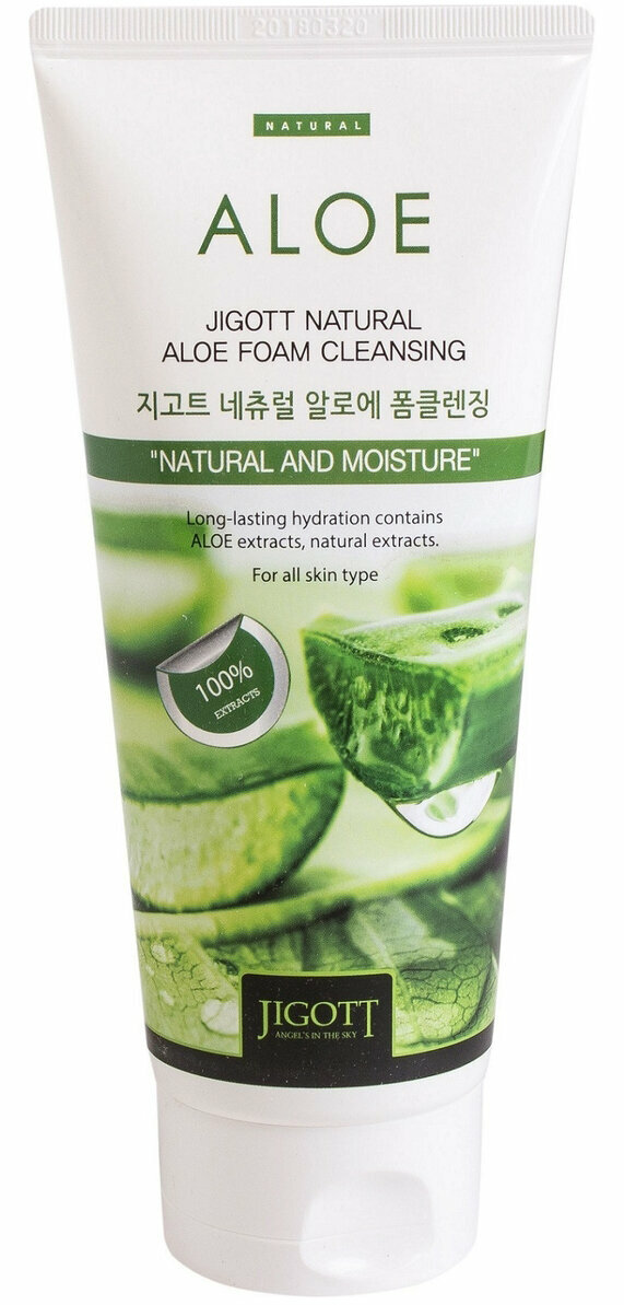 Пенка для лица с экстрактом алоэ Jigott Natural Aloe Foam Cleansing, 180 мл