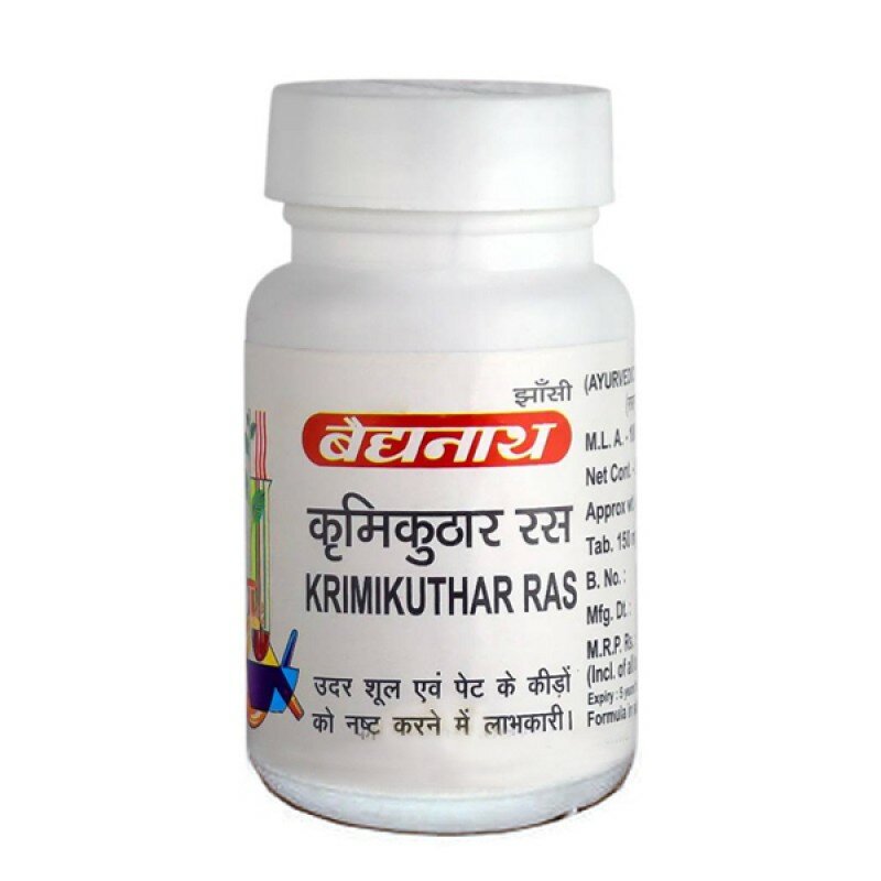 Таблетки Baidyanath Krimikuthar Ras / Бадьянатх Кримикутхар Рас от паразитов от шлаков и токсинов детокс очищение крови и организма 80 таб.
