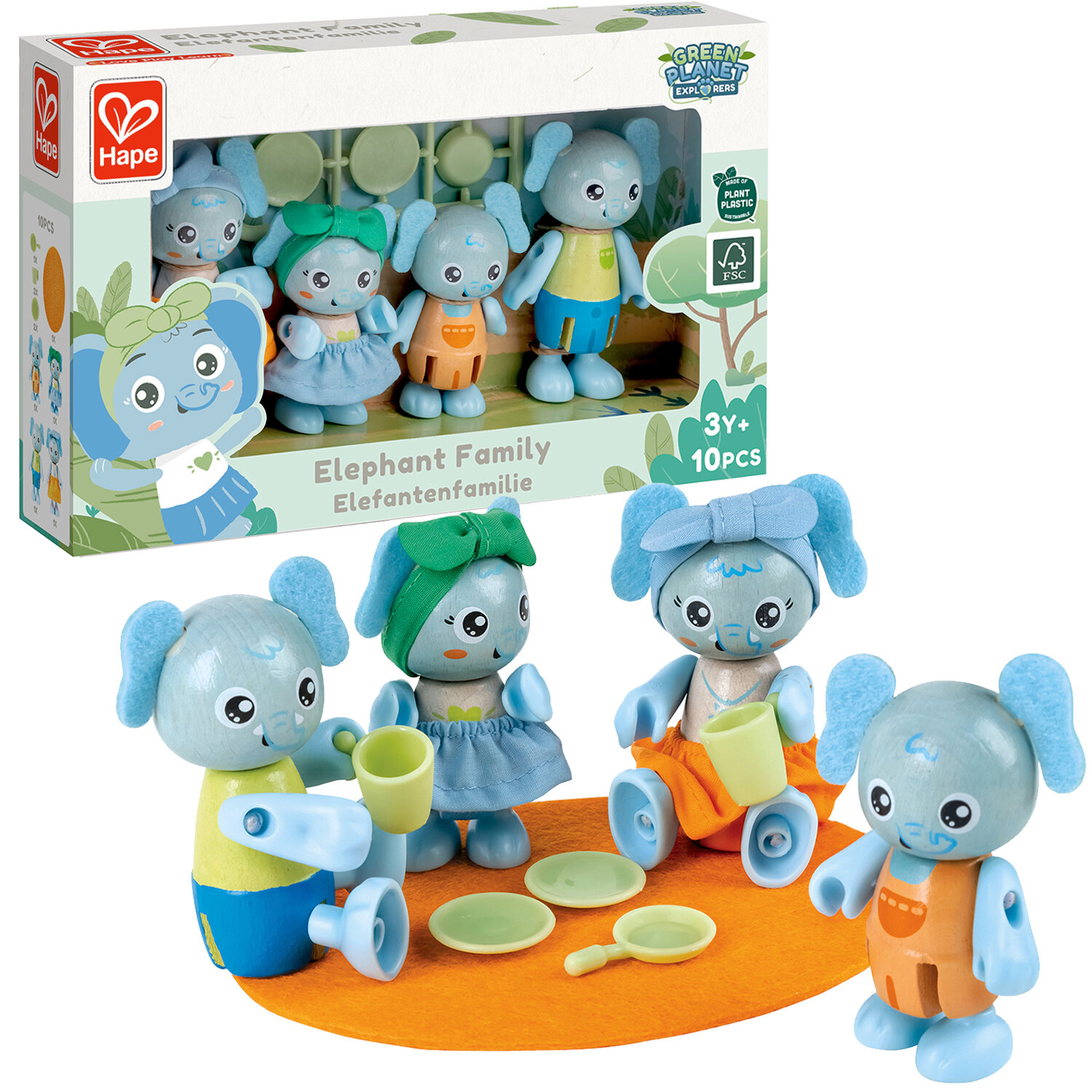 Игрушки фигурки животных "Семья слонов", 4 фигурки в наборе