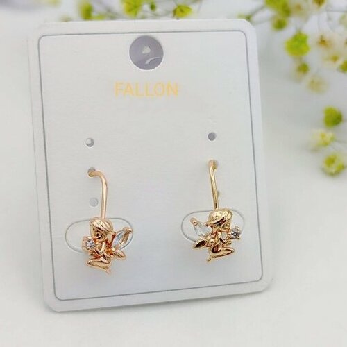 Серьги FJ Fallon Jewelry, фианит, размер/диаметр 16 мм, золотой, голубой