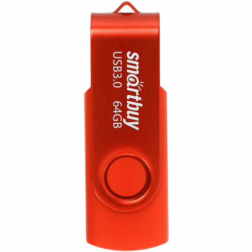 Флеш-диск 64 GB SMARTBUY Twist USB 3.0, красный, SB064GB3TWR /Квант продажи 1 ед./
